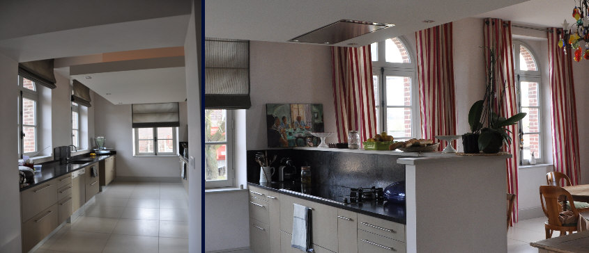 agencement de cuisine ouverte par l'architecte d'intérieur benedite langlois